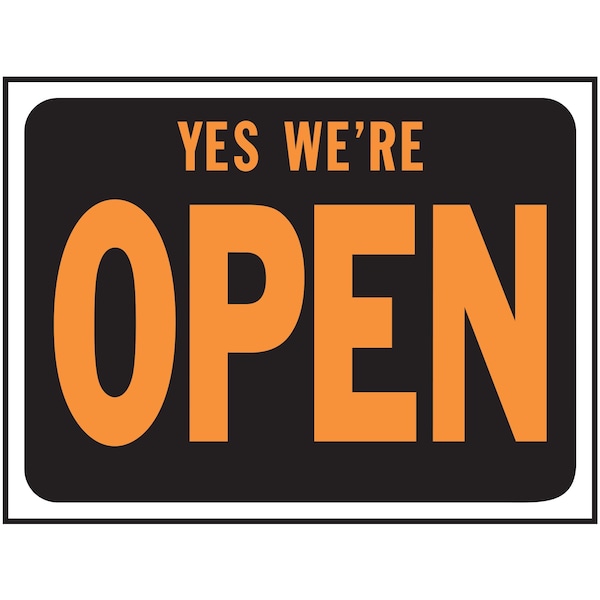 Hy-Ko Yes- We're Open Sign 8.5" x 12.5", 10PK A10638 - main